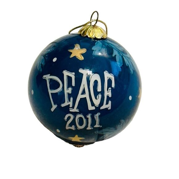 NIB Li Bien Teal Handpainted 2011 PEACE Dove Ornament - Picture 4 of 11